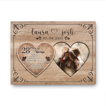 Happy 28th Anniversary First Year Of Marriage Anniversary Canvas