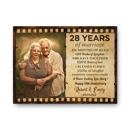 Happy 28th Anniversary 28 Years Of Marriage Film Anniversary Canvas