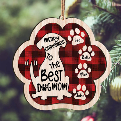 Custom Merry Christmas To The Best Dog Mom Personalizedwitch Personalized Layered Wood Ornament