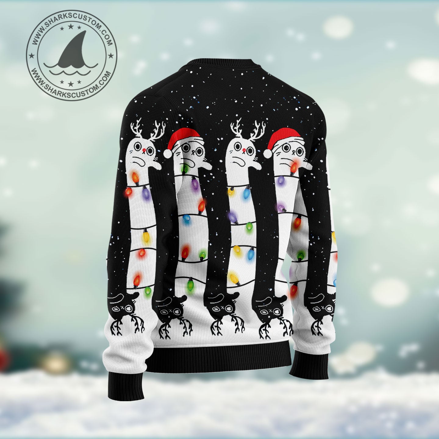 Cat HT011203 unisex womens & mens, couples matching, friends, funny family ugly christmas holiday sweater gifts (plus size available)