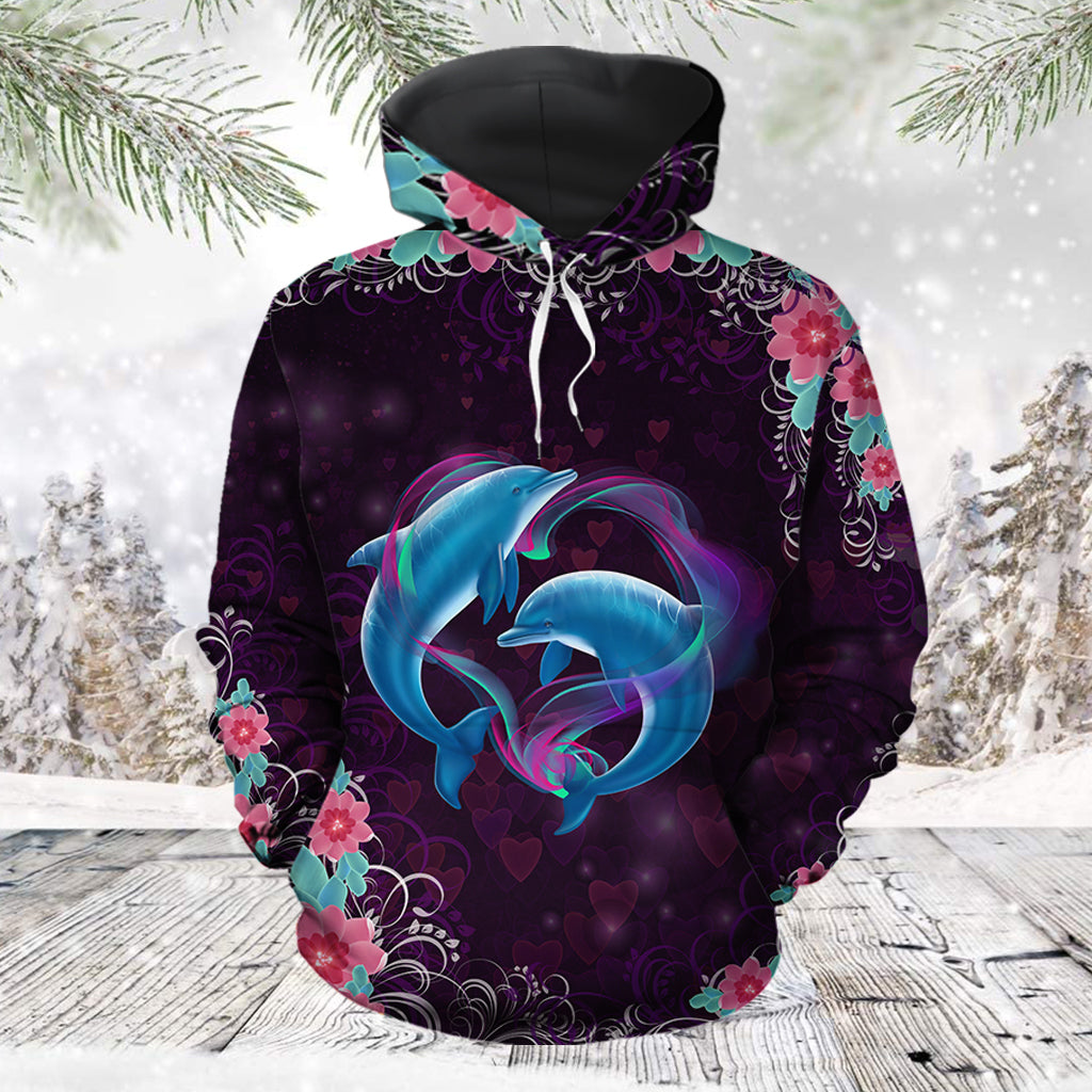 Couple Dolphin Valentine Day HZ121426 unisex womens & mens, couples matching, friends, funny family sublimation 3D hoodie christmas holiday gifts (plus size available)