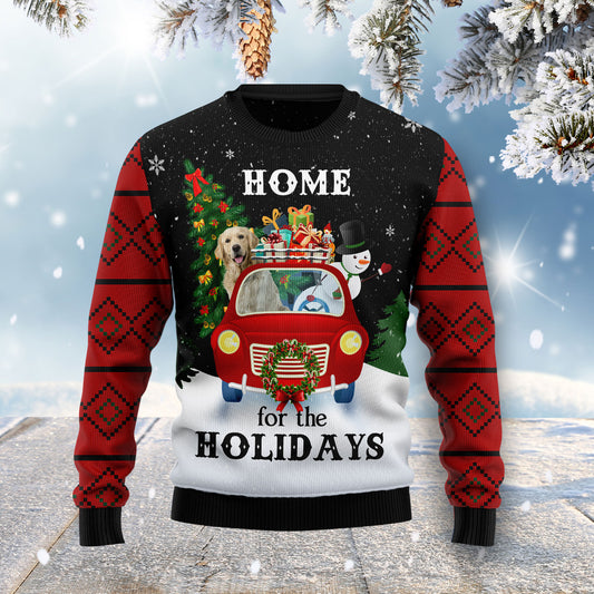 Merry Christmas Golden Retriever And Snowman HZ100601 Ugly Christmas Sweater unisex womens & mens, couples matching, friends, funny family sweater gifts (plus size available)