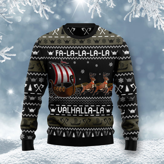 Fa-la-la-valhalla Viking Ship HZ120703 Ugly Christmas Sweater