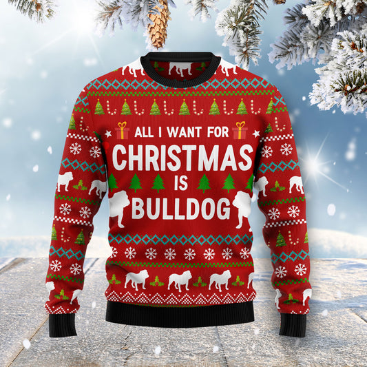 All I Want For Christmas Is Bulldog HZ101903 Ugly Christmas Sweater
