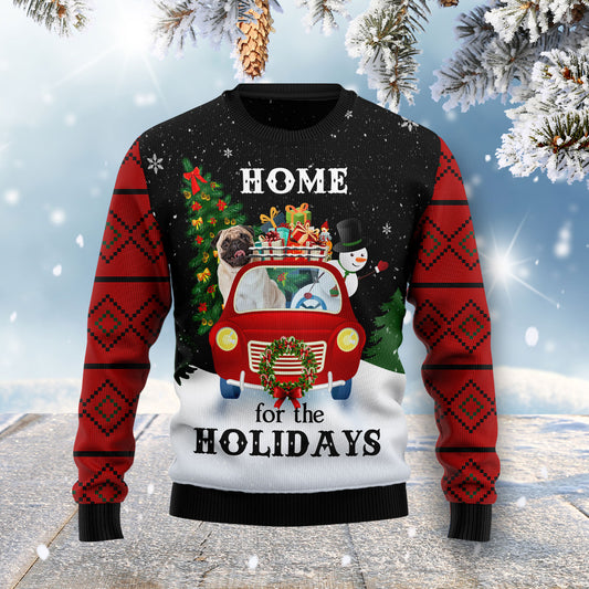 Merry Christmas Pug And Snowman HZ100603 Ugly Ugly Christmas Sweater unisex womens & mens, couples matching, friends, funny family sweater gifts (plus size available)