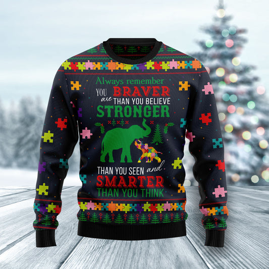 Elephant Autism Awareness HZ102810 Ugly Christmas Sweater