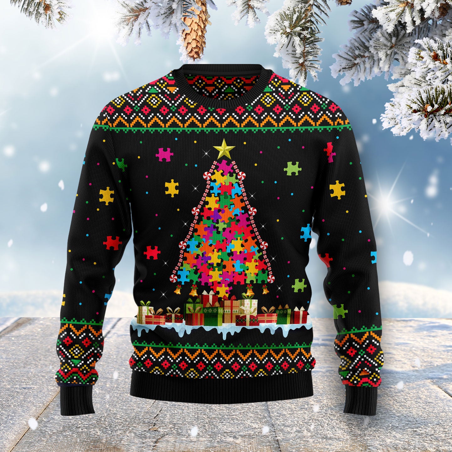 Autism HT041118 Ugly Christmas Sweater unisex womens & mens, couples matching, friends, funny family sweater gifts (plus size available)