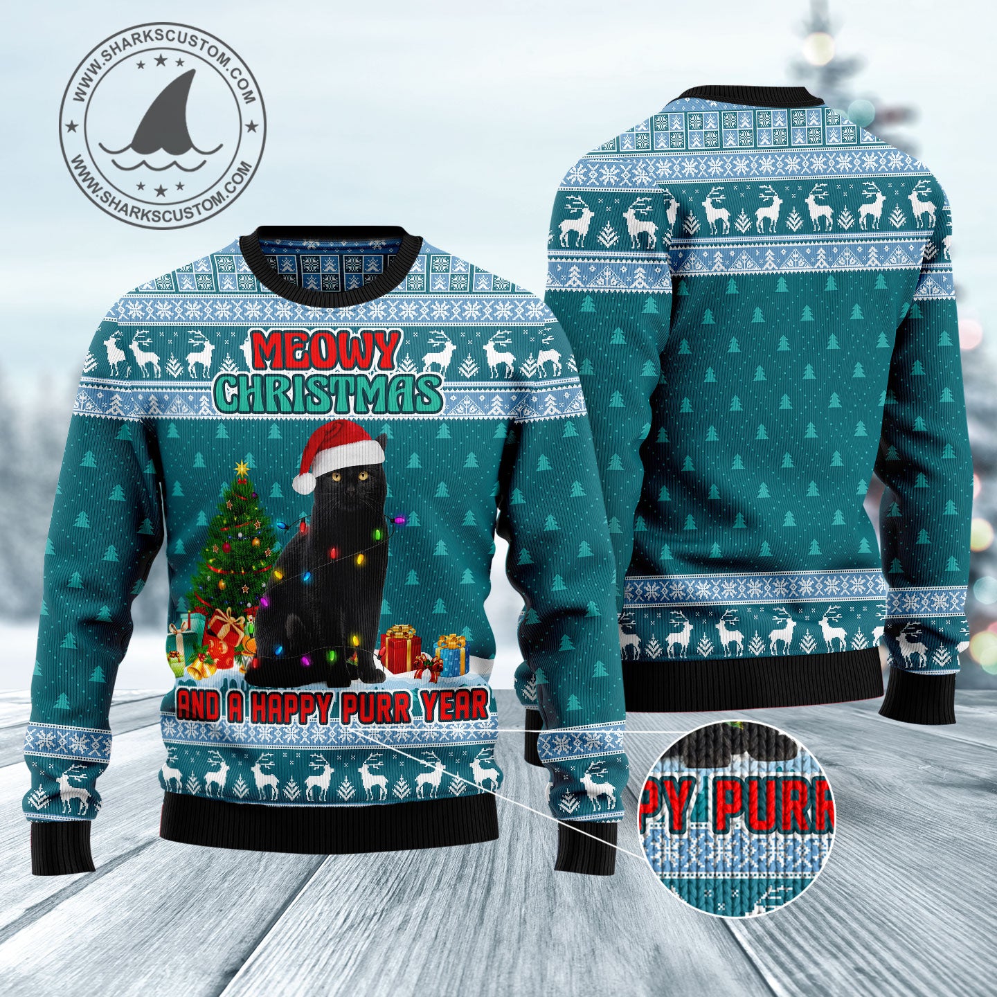 Black Cat Meomy Christmas And A Happy Purr Year HT103012 Ugly Christmas Sweater