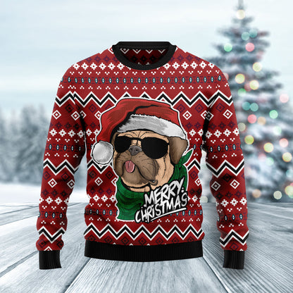 Pug Merry Christmas HZ120112 unisex womens & mens, couples matching, friends, funny family ugly christmas holiday sweater gifts (plus size available)