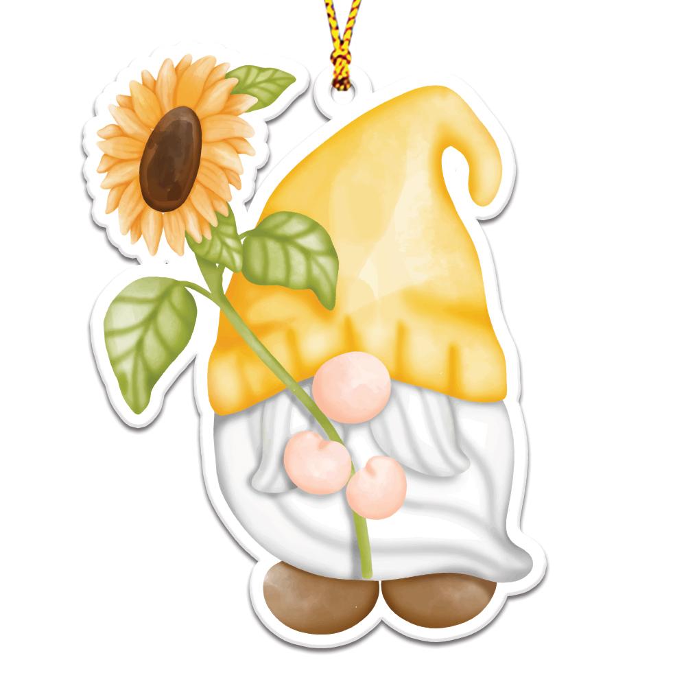 Adorable Gnomes With Sunflowers Personalizedwitch Christmas Ornaments Set