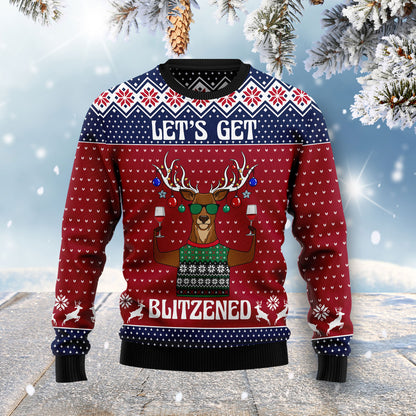 Let's Get BLITZENED Slouchy HT041119 Ugly Christmas Sweater