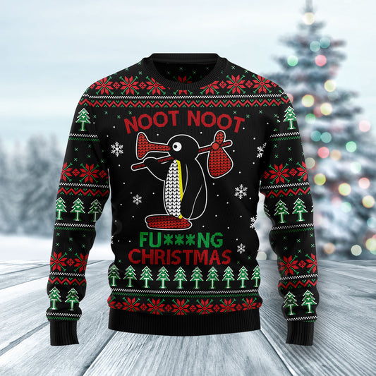 Noot Noot Penguin HT041221 Ugly Christmas Sweater unisex womens & mens, couples matching, friends, funny family ugly christmas holiday sweater gifts (plus size available)