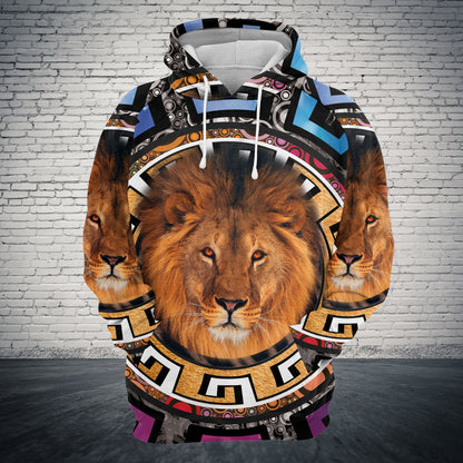 Strong Lion HZ121423 unisex womens & mens, couples matching, friends, funny family sublimation 3D hoodie christmas holiday gifts (plus size available)