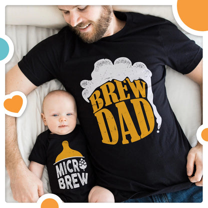 Happy First Fathers Day Beer Brew Dad Newborn Funny Matching Outfit