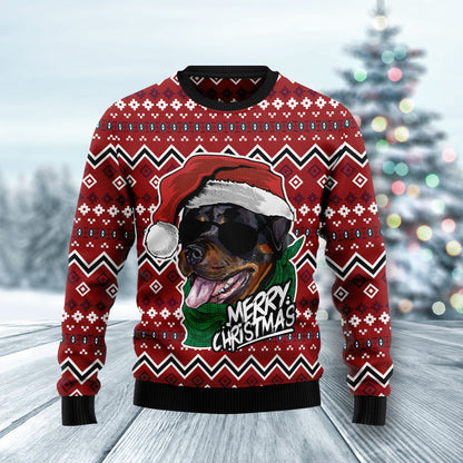 Rottweiler Merry Christmas HZ120113 unisex womens & mens, couples matching, friends, funny family ugly christmas holiday sweater gifts (plus size available)