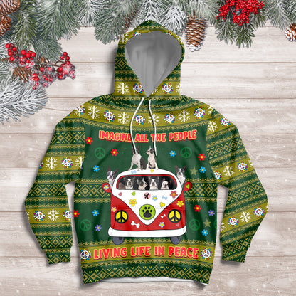 Imagine All The People Living Life In Peace Boston Terrier HZ112307 - All Over Print Unisex Hoodie
