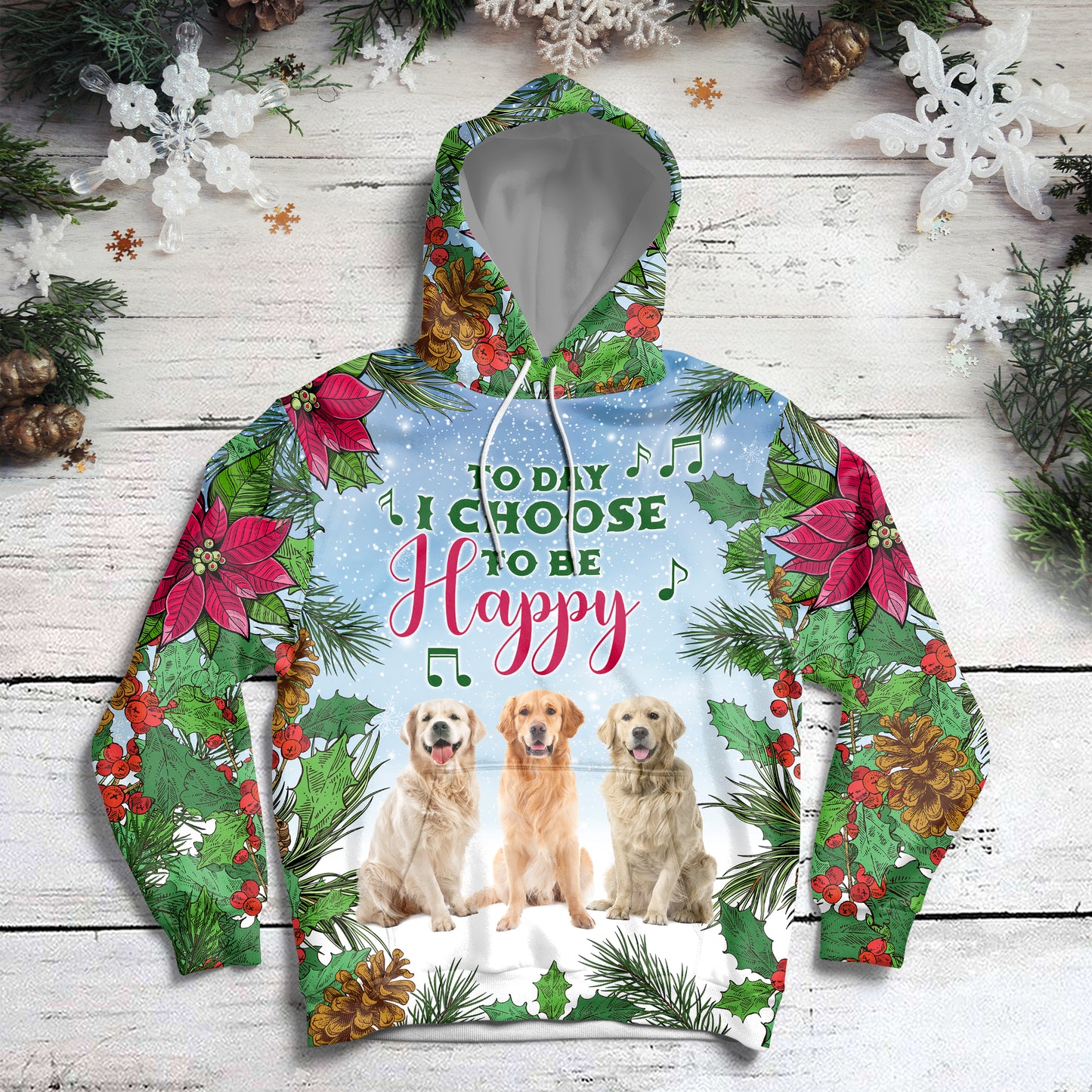 Golden Retriever Today I Choose To Be Happy HZ111303 - All Over Print Unisex Hoodie