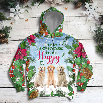 Golden Retriever Today I Choose To Be Happy HZ111303 - All Over Print Unisex Hoodie