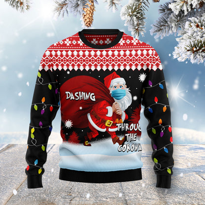Dashing Through The Corona HT051119 Ugly Christmas Sweater