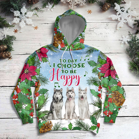 Siberian Husky Today I Choose To Be Happy HZ111305 - All Over Print Unisex Hoodie