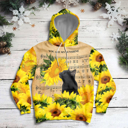 Sunflower Blackcat HZ112417 Unisex womens & mens, couples matching, friends, funny family sublimation 3D hoodie christmas holiday gifts (plus size available)