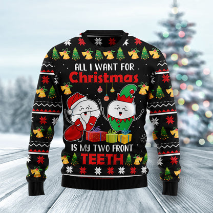 My Two Front Teeth HT041222 Ugly Christmas Sweater unisex womens & mens, couples matching, friends, funny family ugly christmas holiday sweater gifts (plus size available)