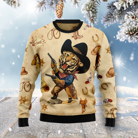 Cowboy Tiger HZ101913 Ugly Christmas Sweater
