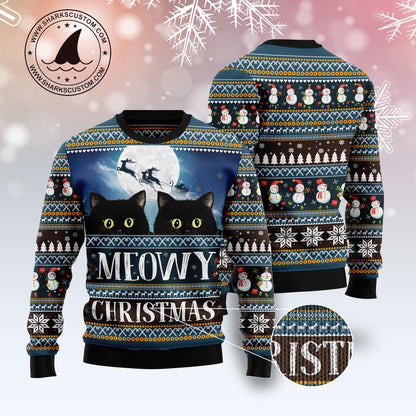 Black Cat Meowy Christmas TY710 Ugly Christmas Sweater