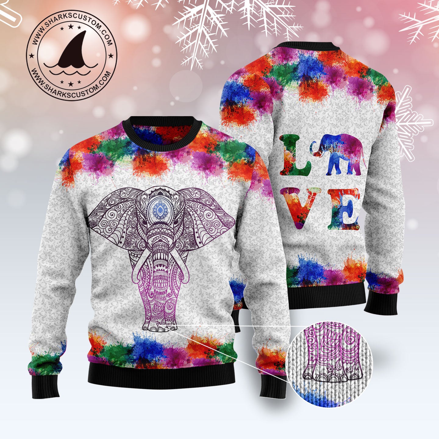 Elephant Mandala Color TY2810 Ugly Christmas Sweater