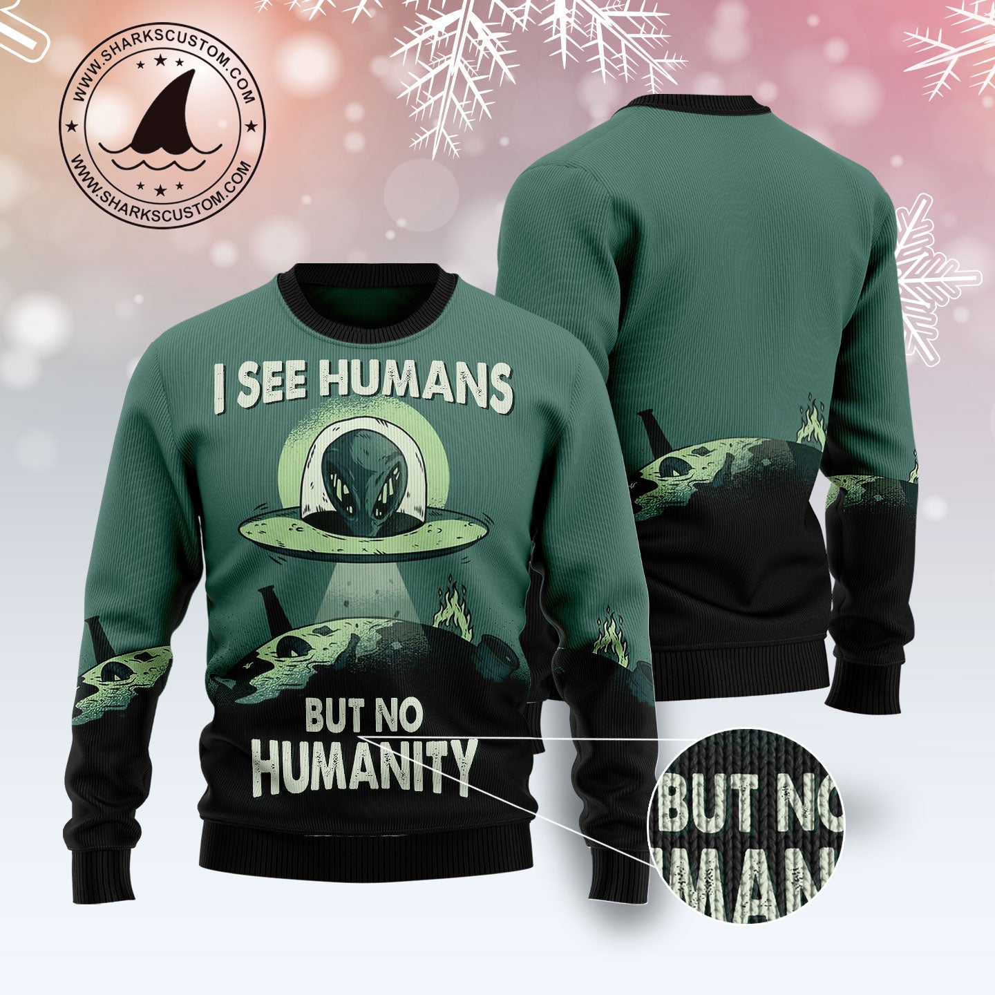 Alien No Humanity TY2910 Ugly Christmas Sweater