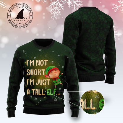 Elf I‘m Not Short TY0112 unisex womens & mens, couples matching, friends, funny family ugly christmas holiday sweater gifts (plus size available)