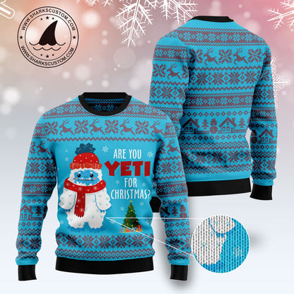 Yeti Christmas TY0312 unisex womens & mens, couples matching, friends, funny family ugly christmas holiday sweater gifts (plus size available)