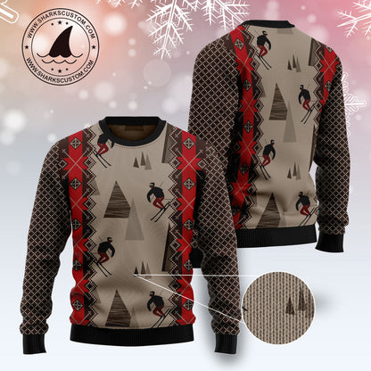 Skiing Beauty TY0712 unisex womens & mens, couples matching, friends, funny family ugly christmas holiday sweater gifts (plus size available)