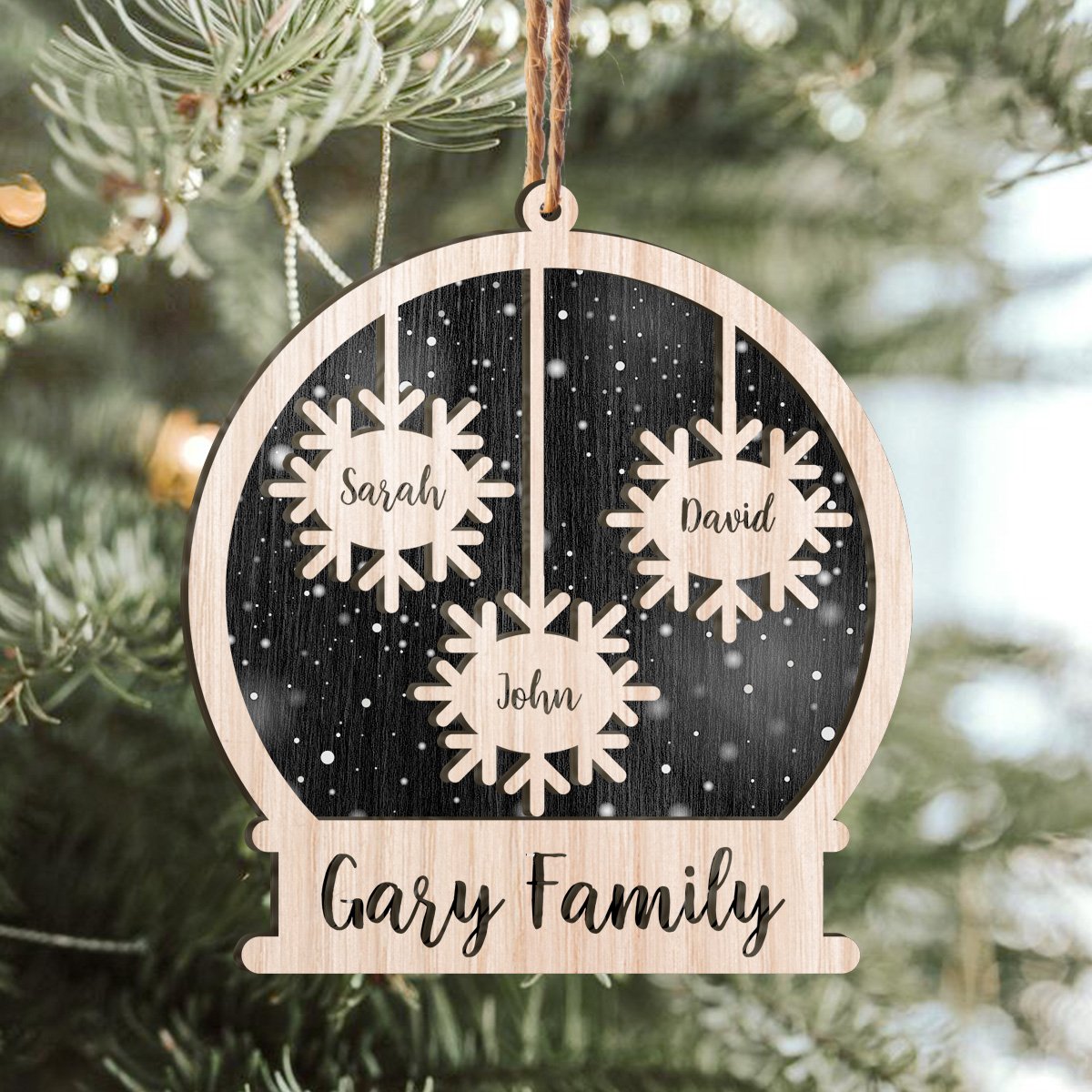 Snow Family Custom Member Names Personalizedwitch Personalized Layered Wood Christmas Ornament