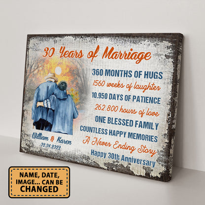 30 Years Of Marriage Happy 30th Anniversary Personalizedwitch Canvas