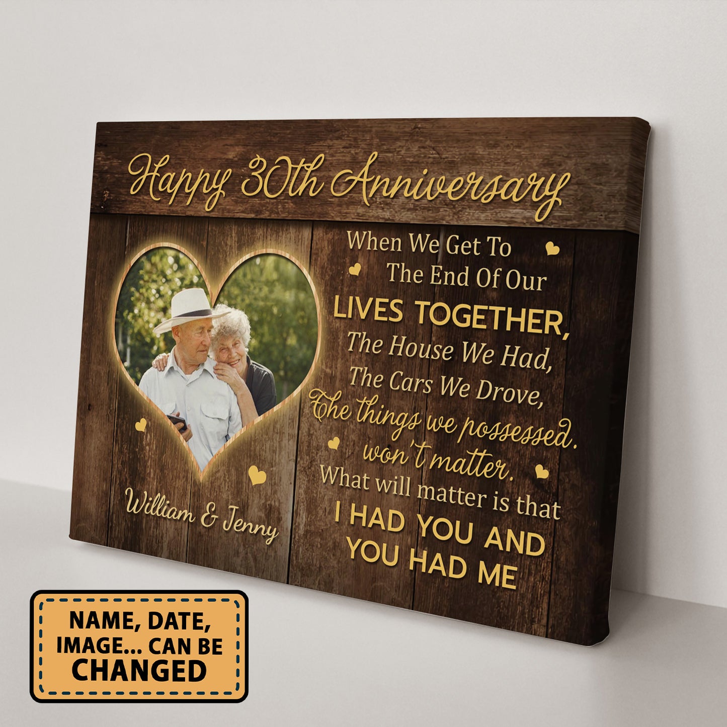 Happy 30th Anniversary When We Get To The End Custom Image Canvas