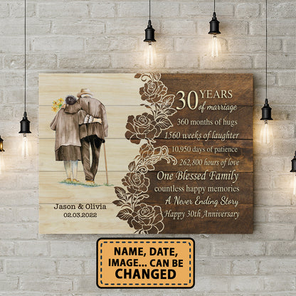 Happy 30th Anniversary 30 Years Of Marriage Personalizedwitch Canvas