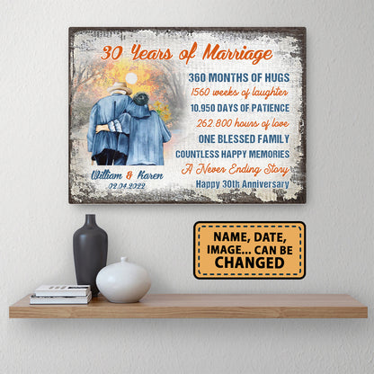 30 Years Of Marriage Happy 30th Anniversary Personalizedwitch Canvas