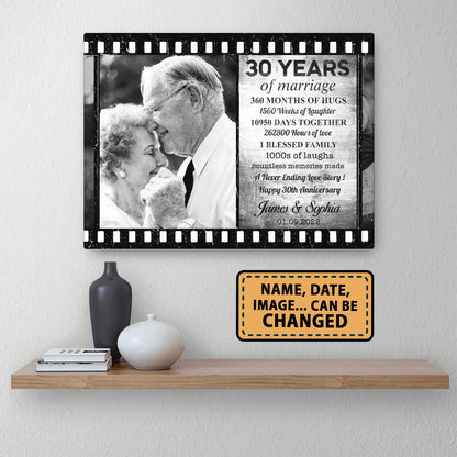 30 Years Of Marriage Film Custom Image Anniversary Canvas Valentine Gifts