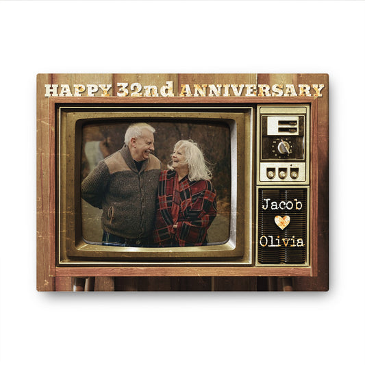 Happy 32nd Anniversary Old Television Custom Image Anniversary Canvas