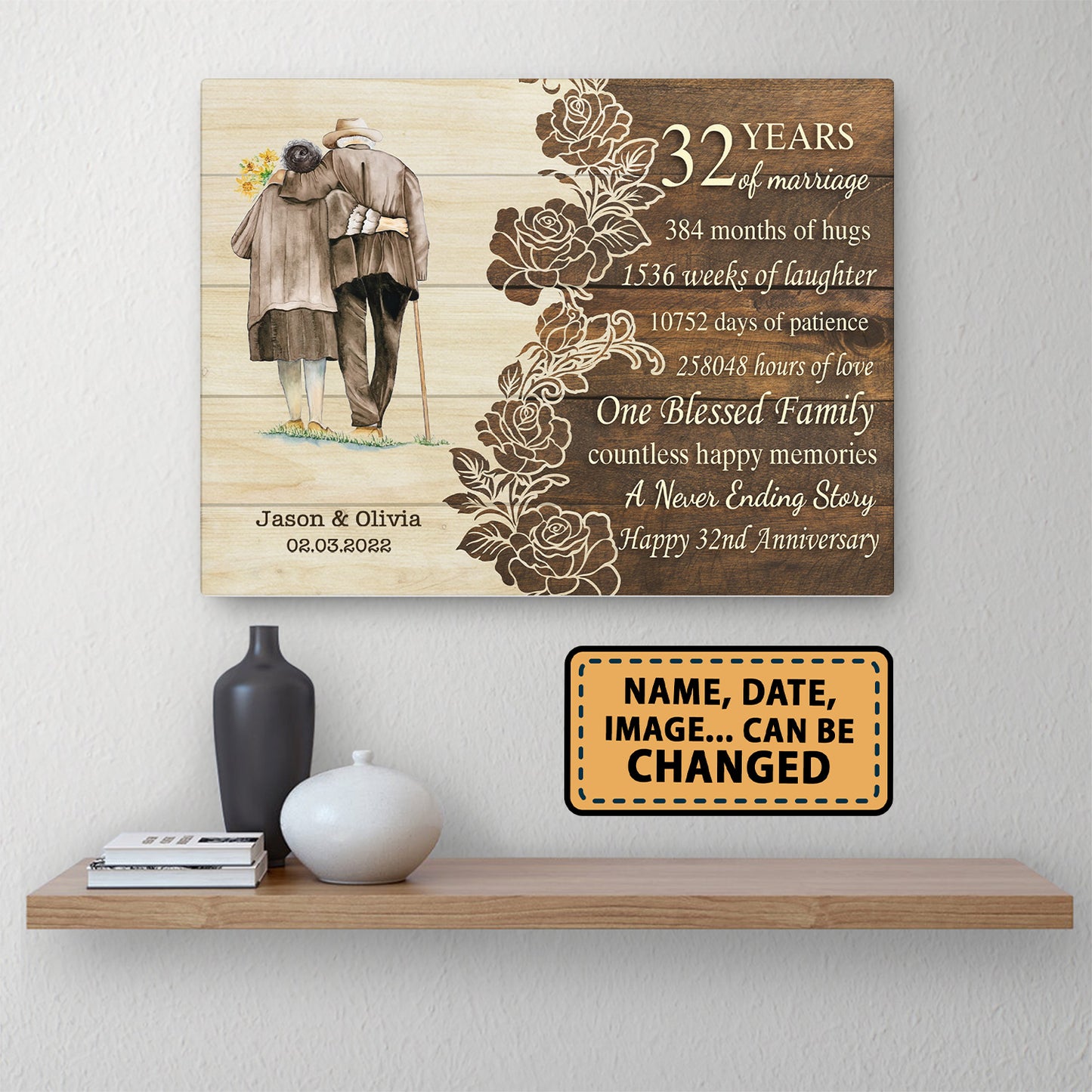 Happy 32nd Anniversary 32 Years Of Marriage Personalizedwitch Canvas