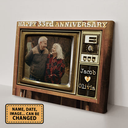 Happy 33rd Anniversary Old Television Custom Image Anniversary Canvas