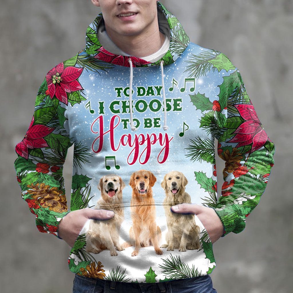 Golden Retriever Today I Choose To Be Happy HZ111303 - All Over Print Unisex Hoodie