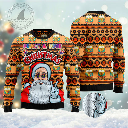 Hippie Santa Claus Peace And Love HT101309 Ugly Christmas Sweater