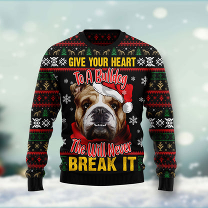 Give Your Heart Bulldog HT081206 Ugly Christmas Sweater unisex womens & mens, couples matching, friends, funny family ugly christmas holiday sweater gifts (plus size available)