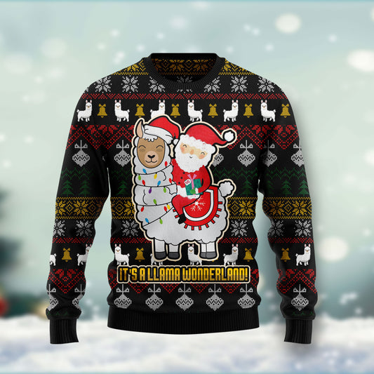 Llama HT071204 Ugly Christmas Sweater unisex womens & mens, couples matching, friends, funny family ugly christmas holiday sweater gifts (plus size available)
