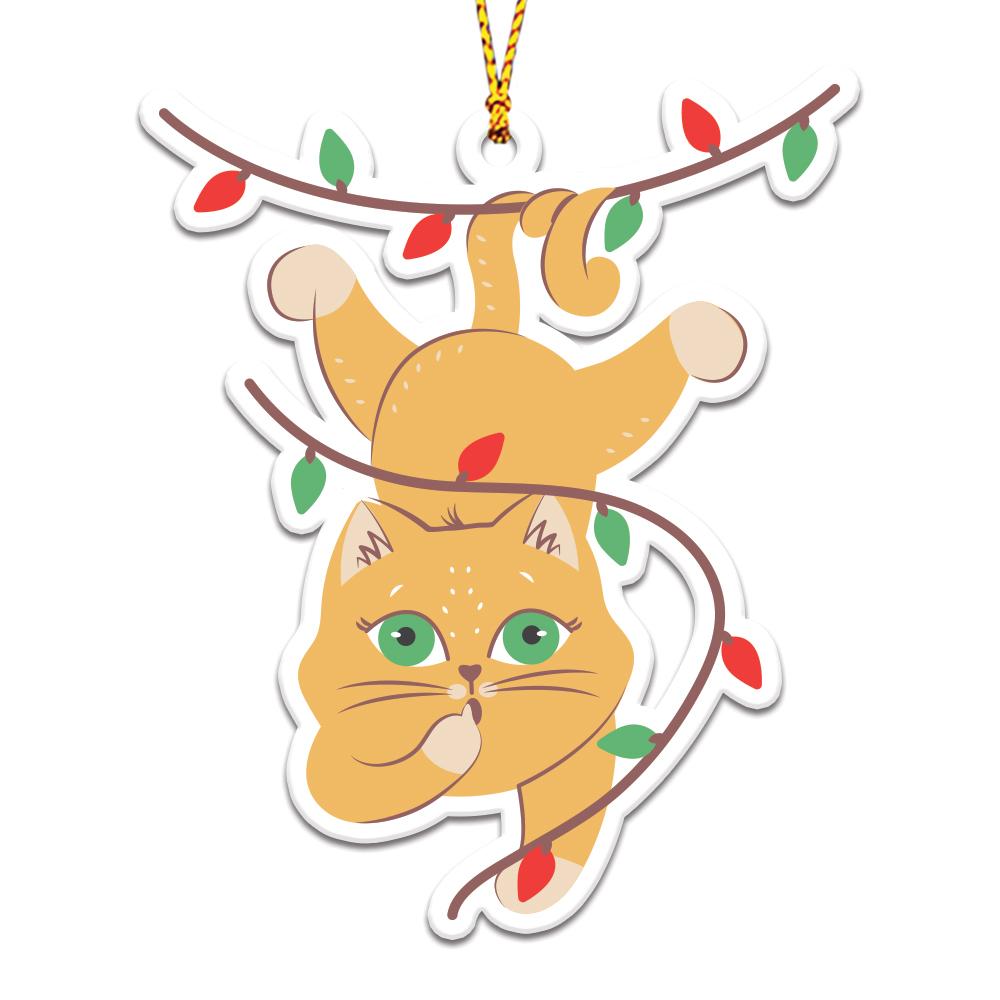 Happy Cat & Sloth Personalizedwitch Christmas Ornaments Set