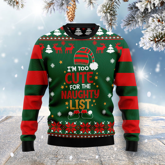 Too Cute For The Naughty List HZ101203 Ugly Christmas Sweater