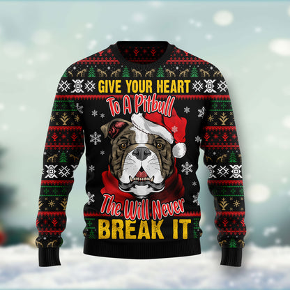 Give Your Heart Pitbull HT081205 Ugly Christmas Sweater unisex womens & mens, couples matching, friends, funny family ugly christmas holiday sweater gifts (plus size available)