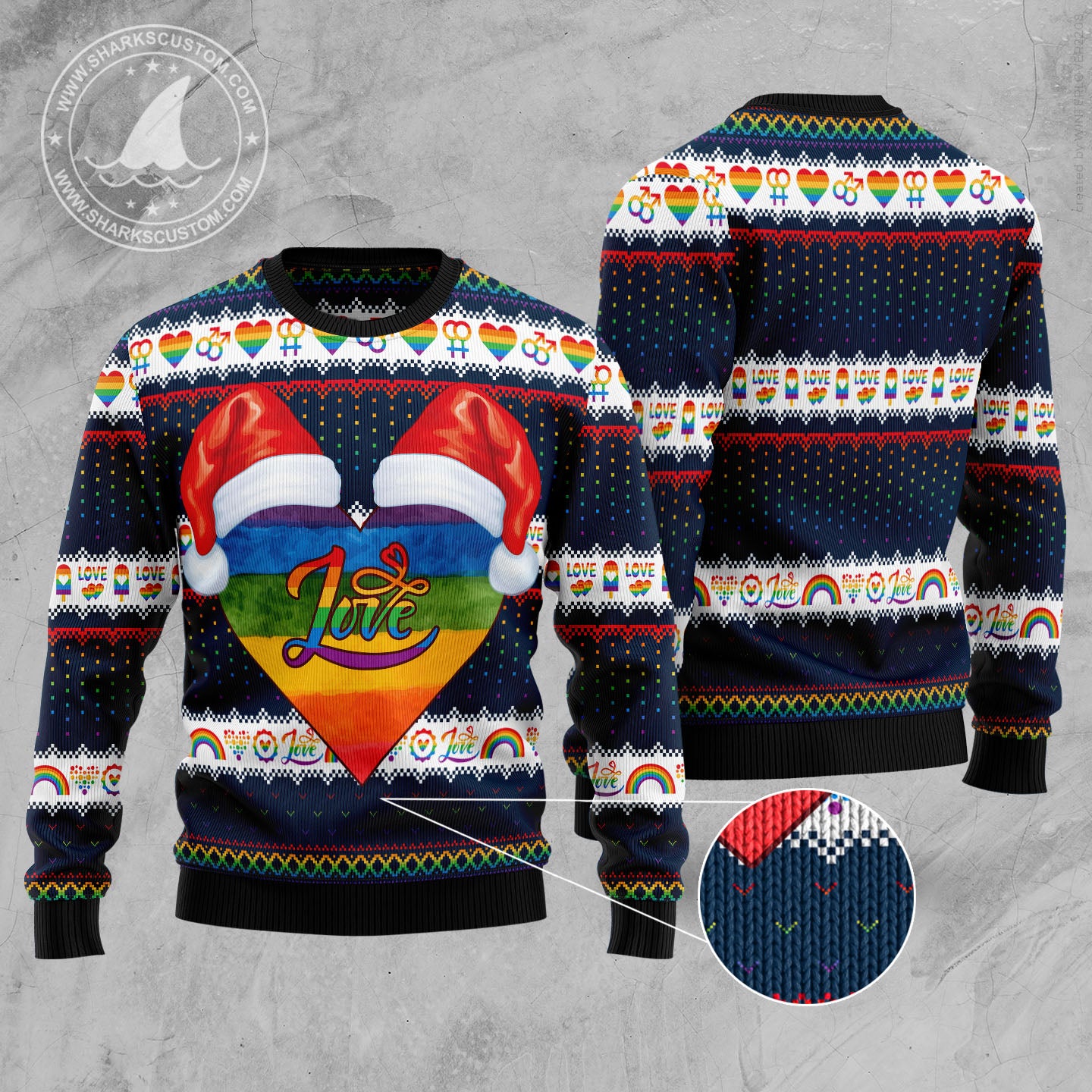 LGBT Heart D2610 Ugly Christmas Sweater
